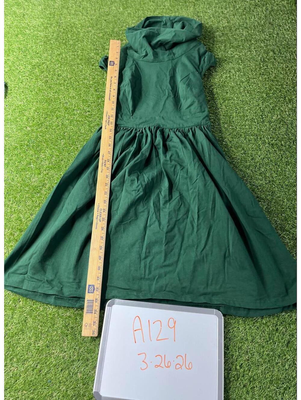 EShakti Womens Small dress Dark Green Cotton Cowl Neck Cap sleeve Swing